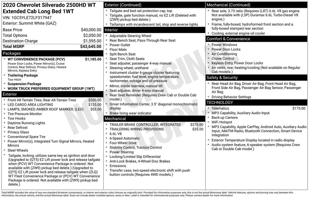Used 2020 White Chevrolet Work Truck image 30