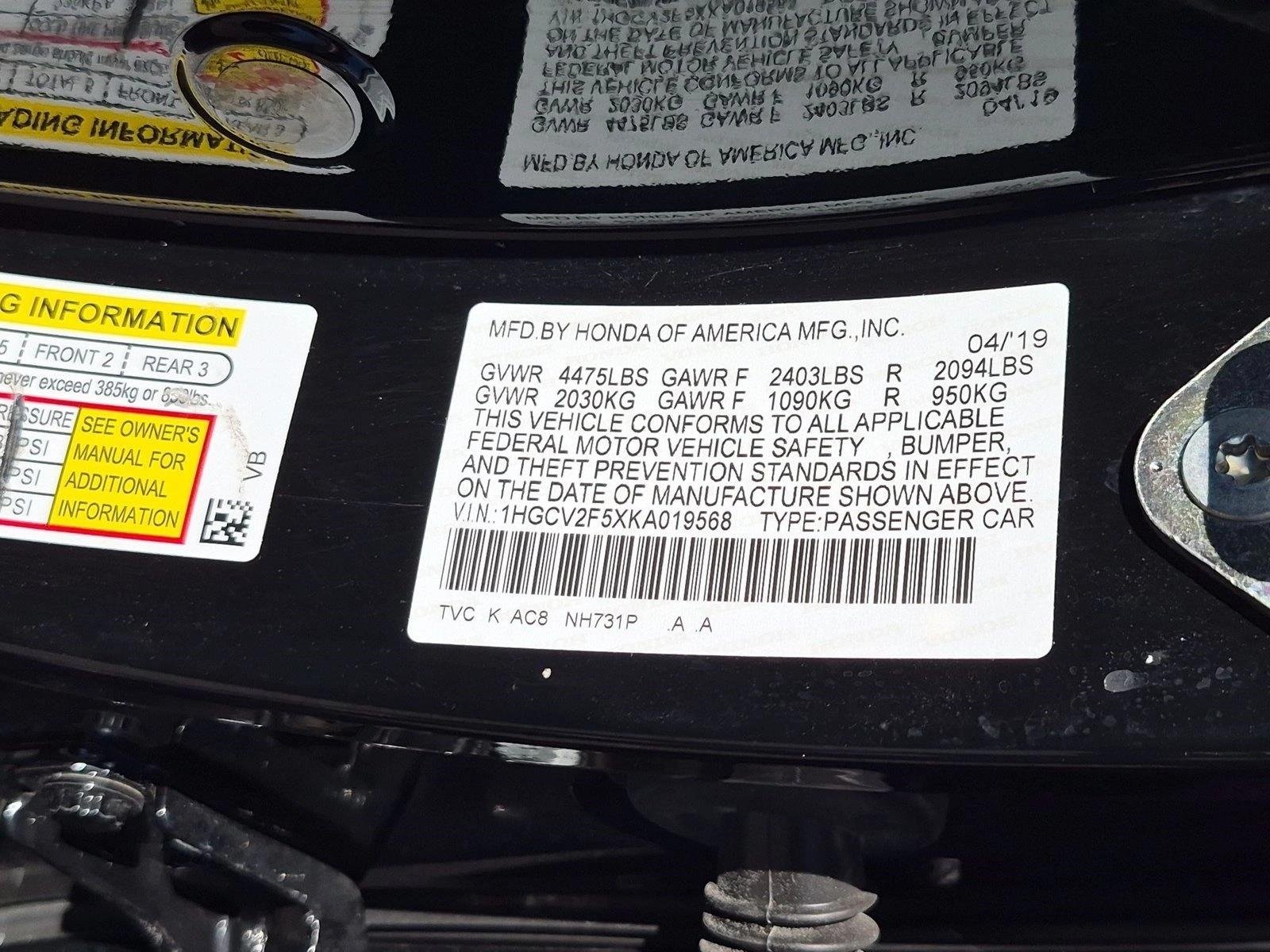 Used 2019 Black Honda EX-L 2.0T image 24