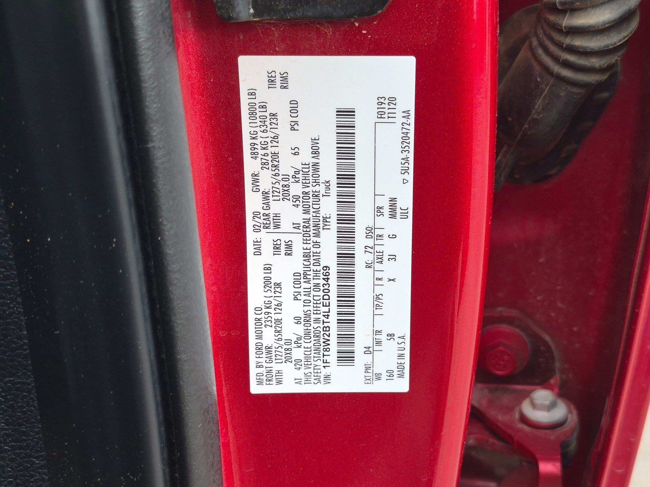 Certified Used 2020 Rapid Red Metallic Tinted Clearcoat Ford LARIAT image 33
