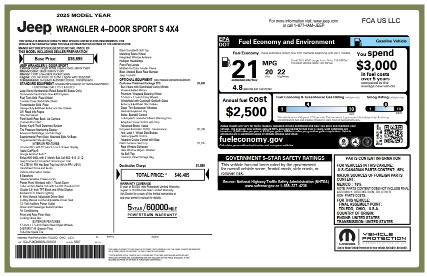 Used 2025 White Jeep Sport S image 3