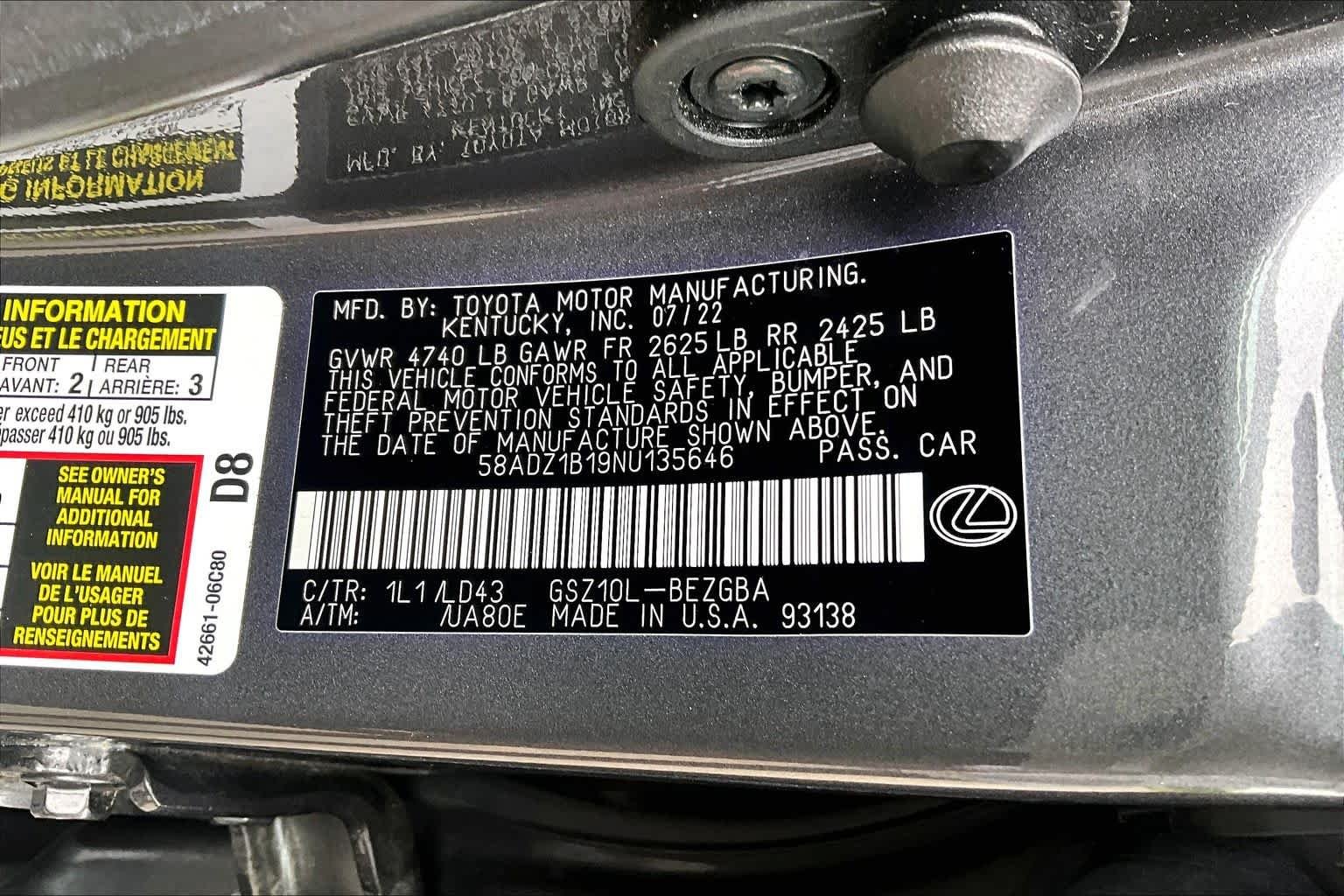 Used 2022 Cloudburst Gray Lexus  image 34