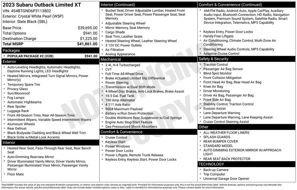 Certified Used 2023 White Subaru Limited XT image 7