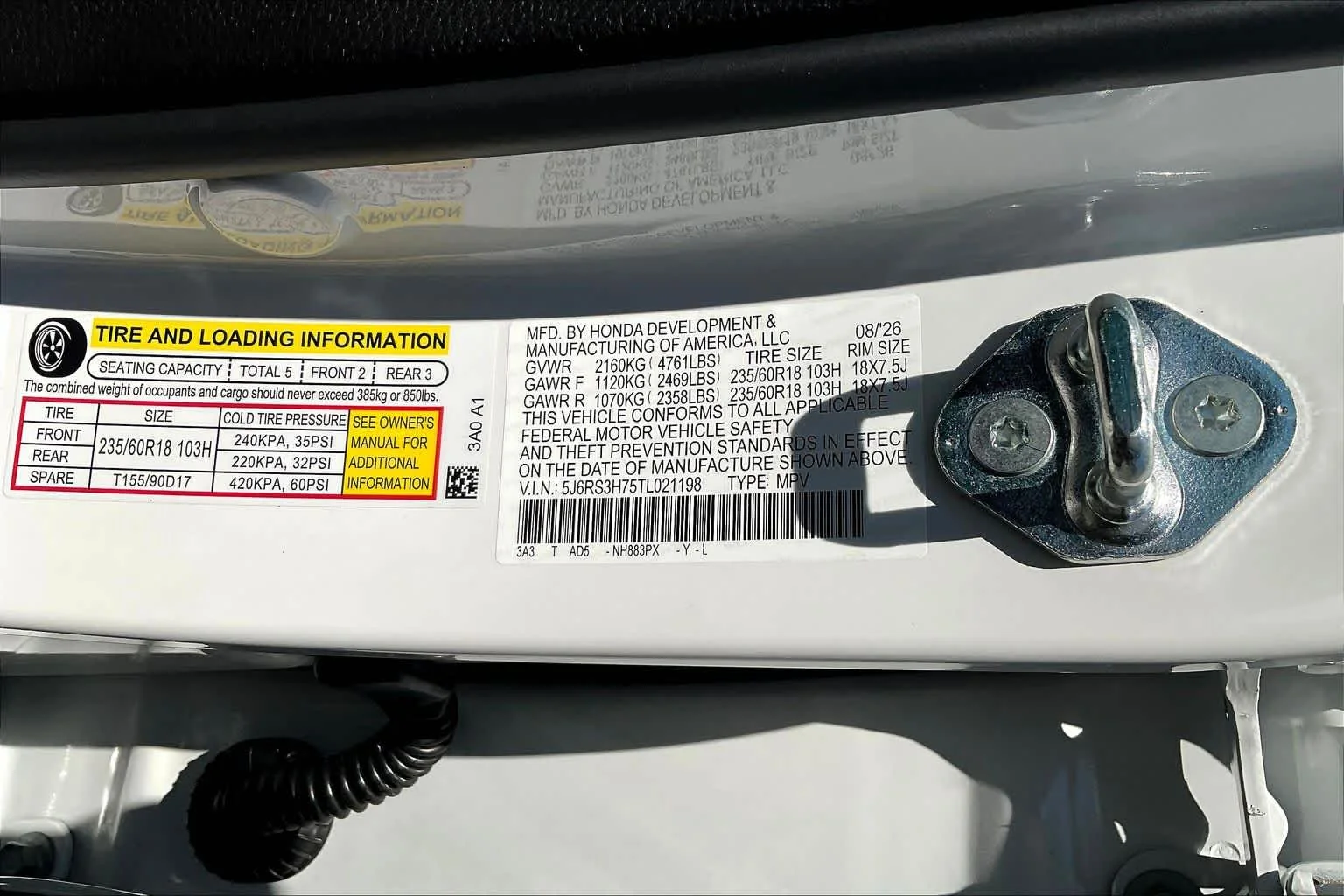 New 2026 Platinum White Pearl Honda EX-L image 19