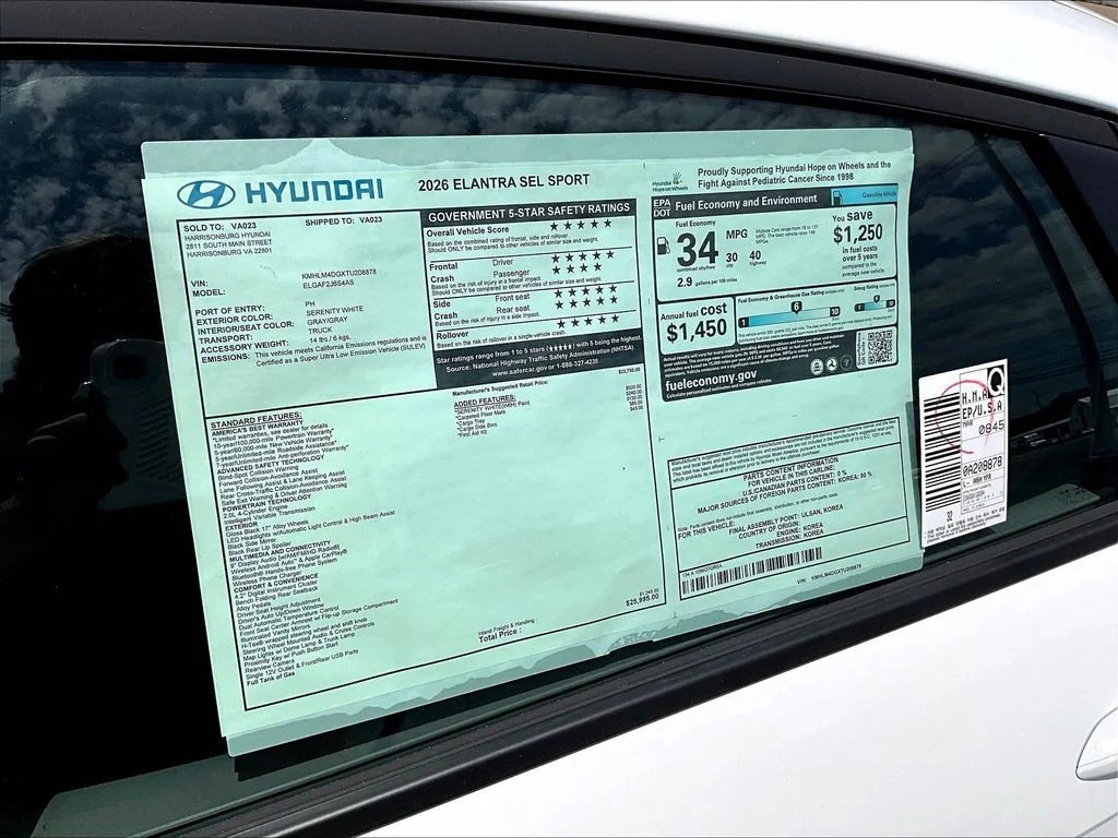New 2026 White Hyundai SEL Sport image 12