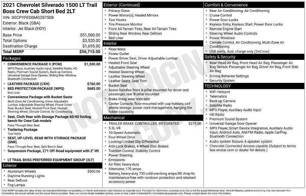 Used 2021 Black Chevrolet LT Trail Boss image 7