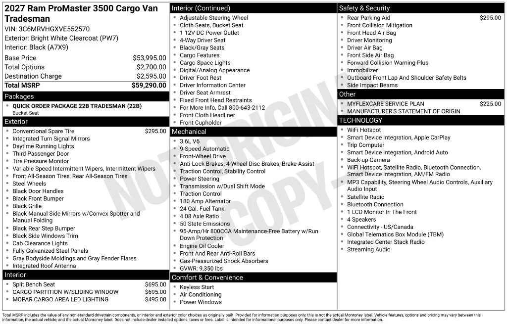New 2027 Bright White Clearcoat RAM High Roof image 9