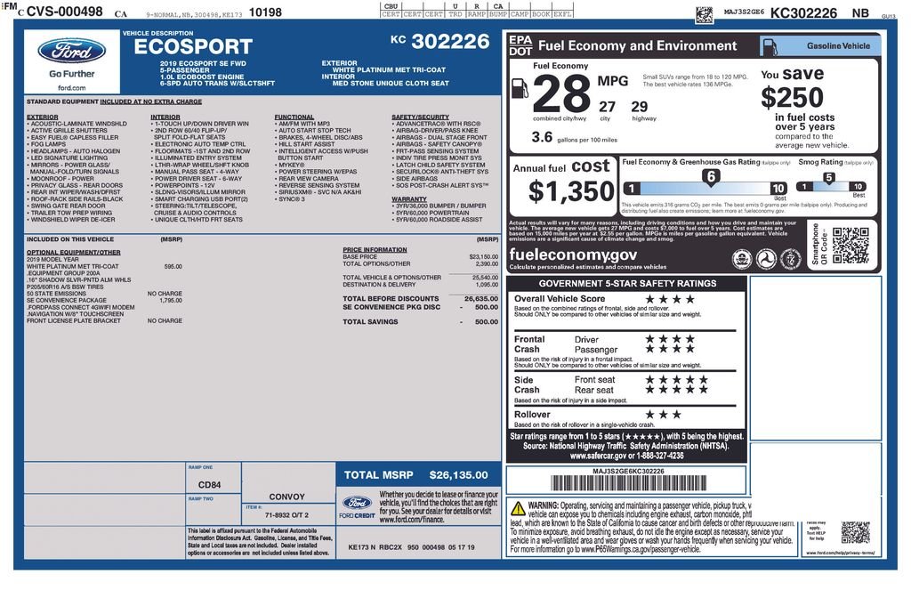 Certified Used 2019 White Ford SE image 3