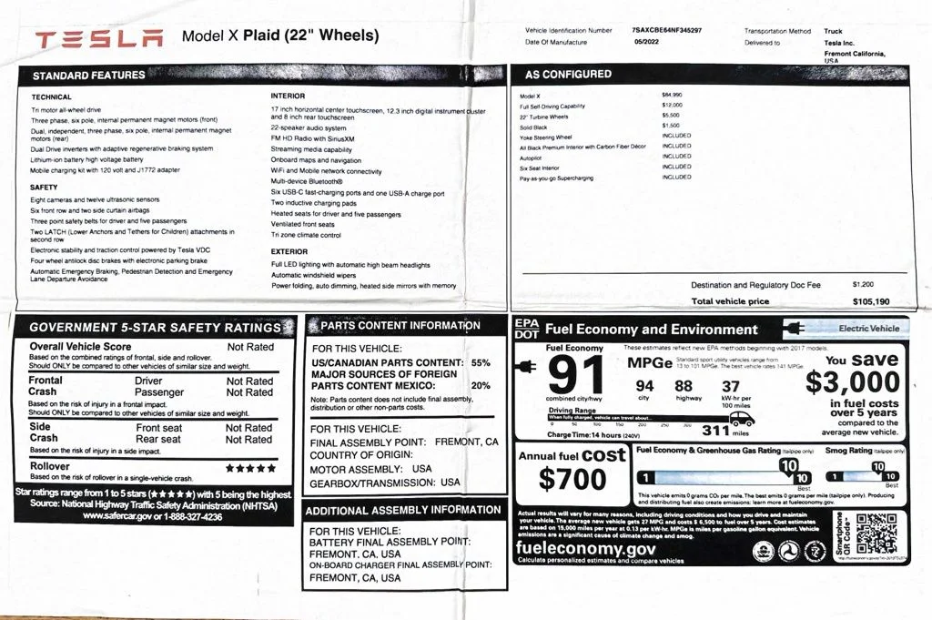 Used 2022 Gray Tesla Plaid image 2