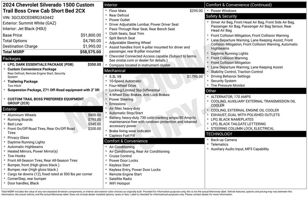 Used 2024 White Chevrolet Custom Trail Boss image 38