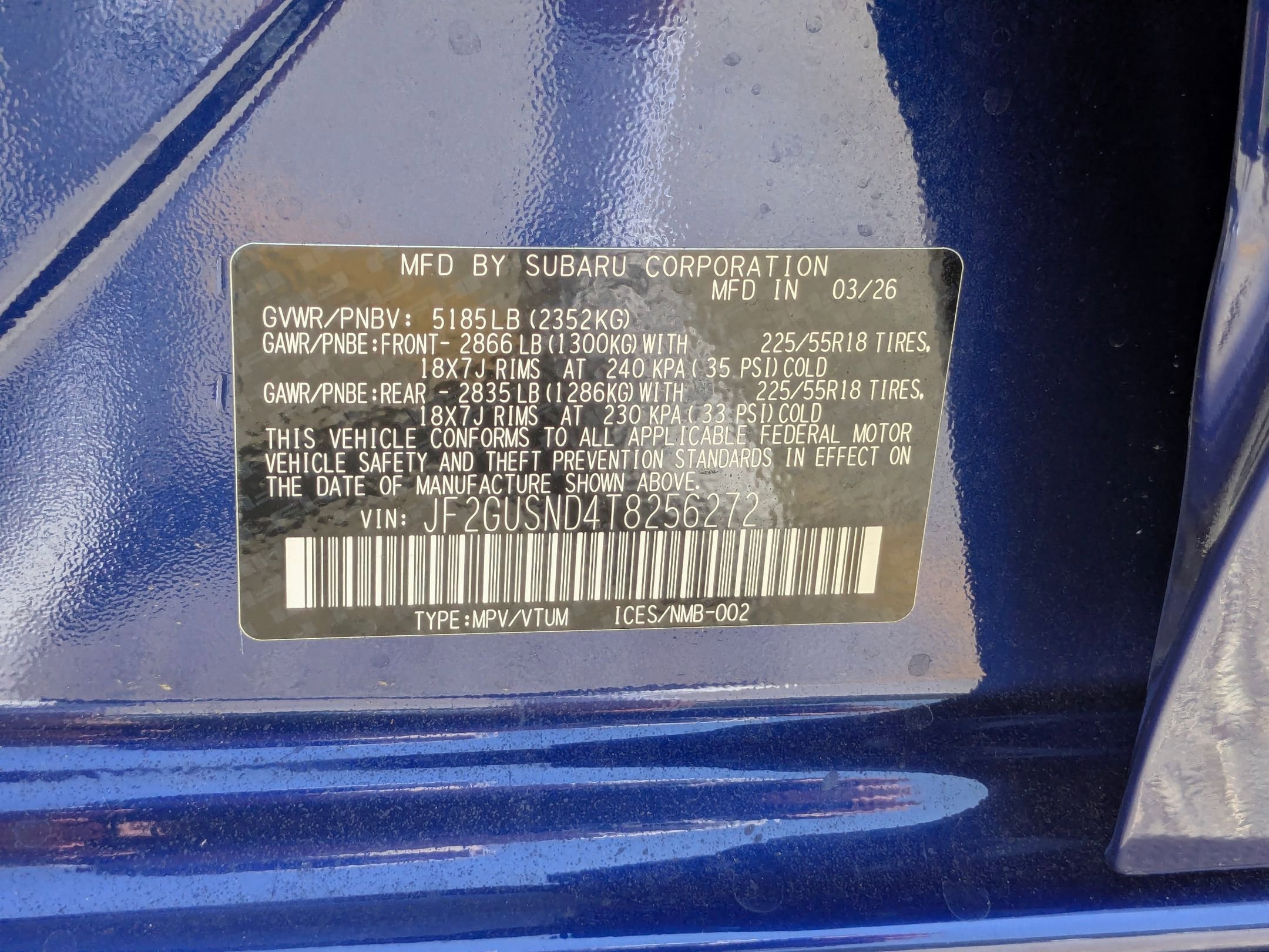 New 2026 SAPPHIRE BLUE PEARL Subaru Limited Hybrid image 16