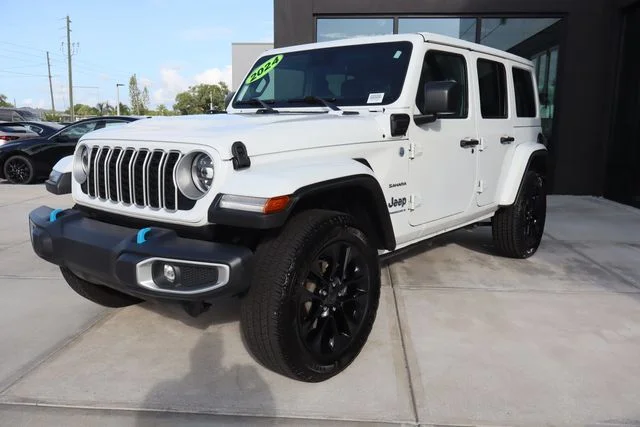 Used 2024 Bright White Clearcoat Jeep Sahara 4xe image 8