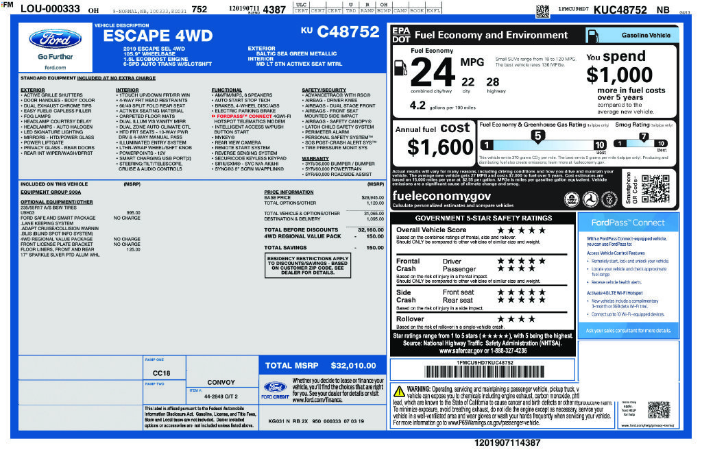 Used 2019 Green Ford SEL image 6