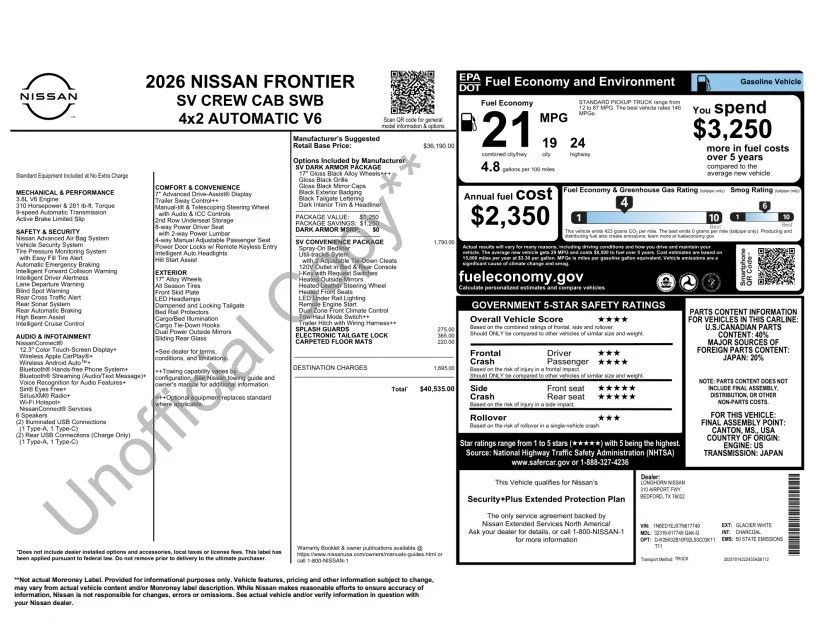 Certified Used 2026 White Nissan SV image 2