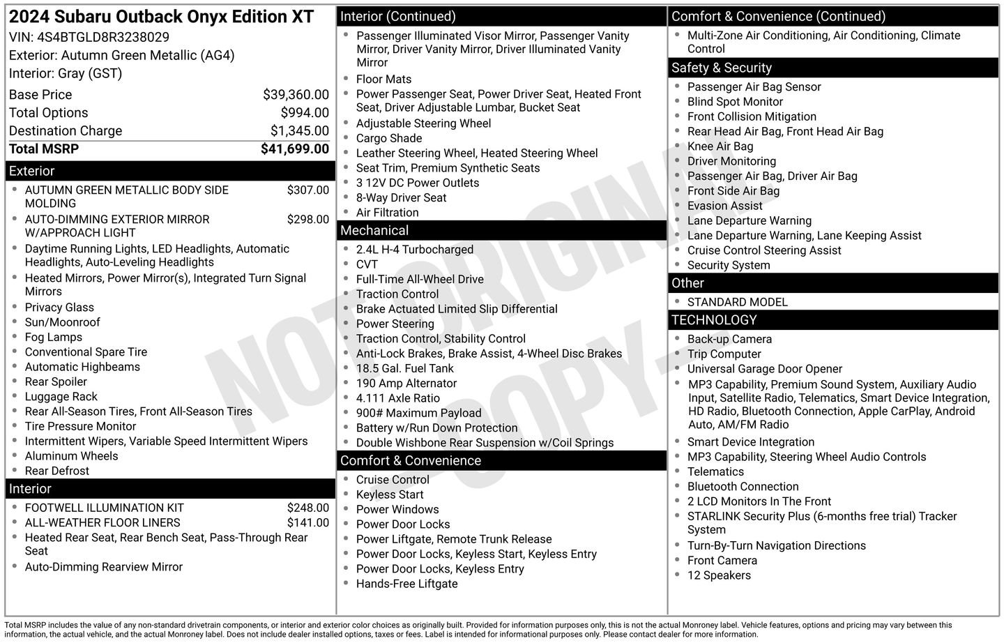 Used 2024 Green Subaru Onyx Edition XT image 2