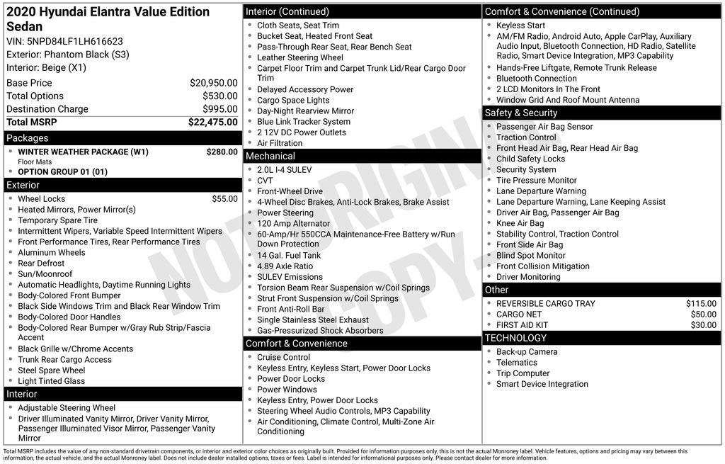 Used 2020 Phantom Black Hyundai Value Edition image 6
