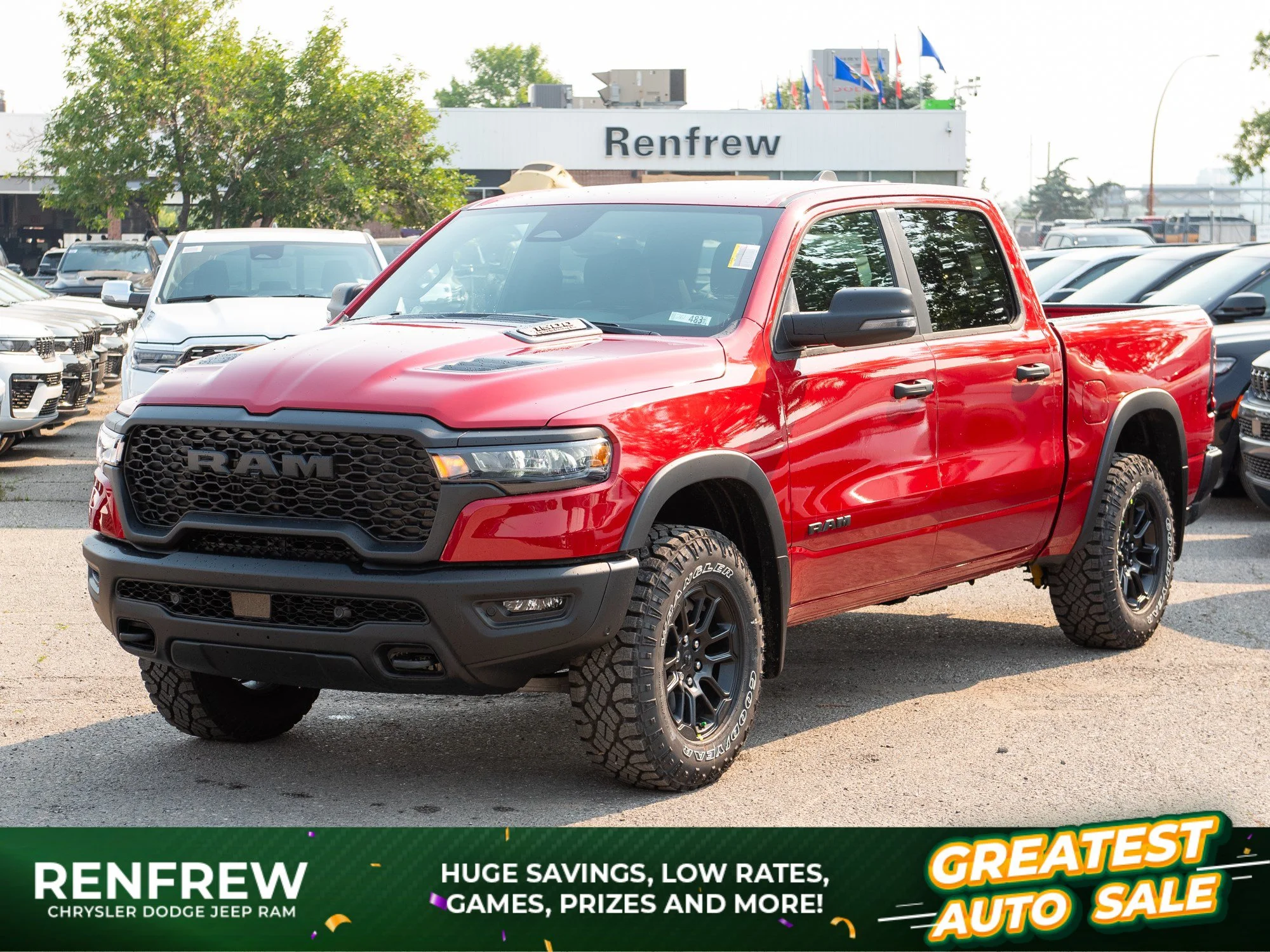 New 2026 Red RAM Rebel* Crew Cab 4x4, Factory 1 Inch Lift, Bilstein Shocks, 33 Inch A/T Tires image 1