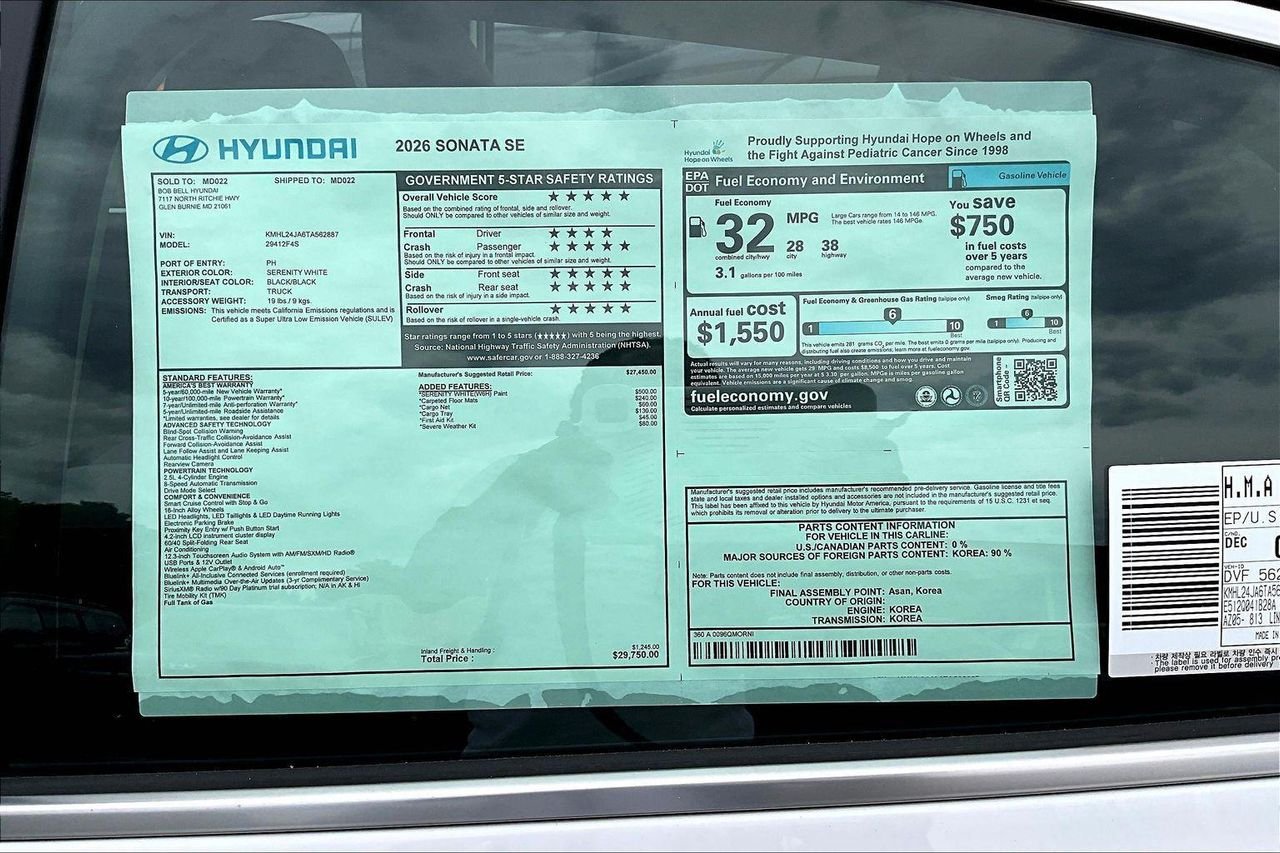 New 2026 White Hyundai SE image 34