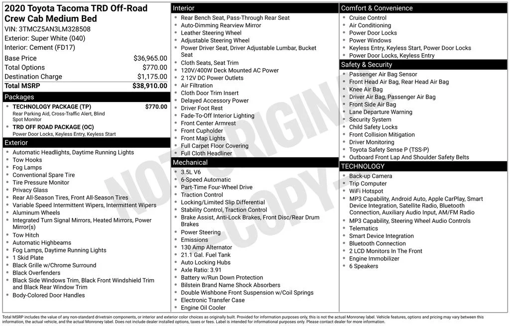 Certified Used 2020 White Toyota TRD Off-Road image 24