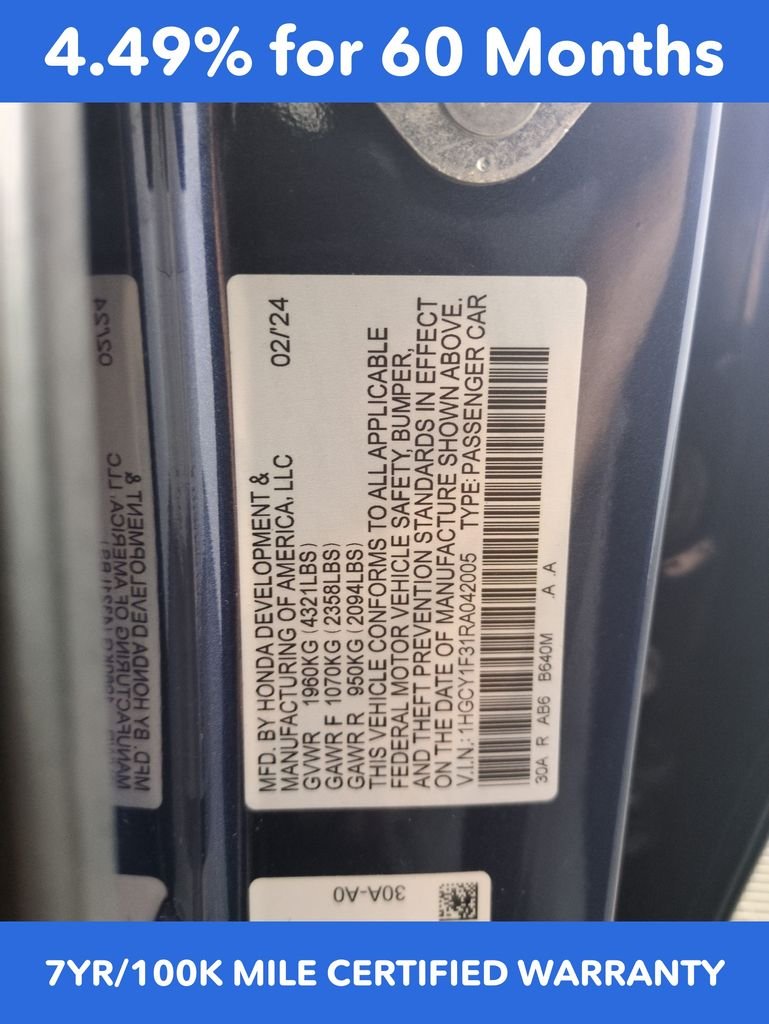 Certified Used 2024 Canyon River Blue Metallic Honda EX image 29