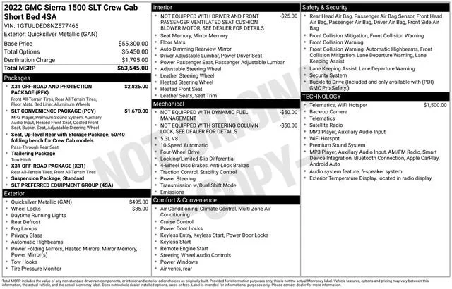 Used 2022 QUICKSILVER METALLIC GMC SLT image 1