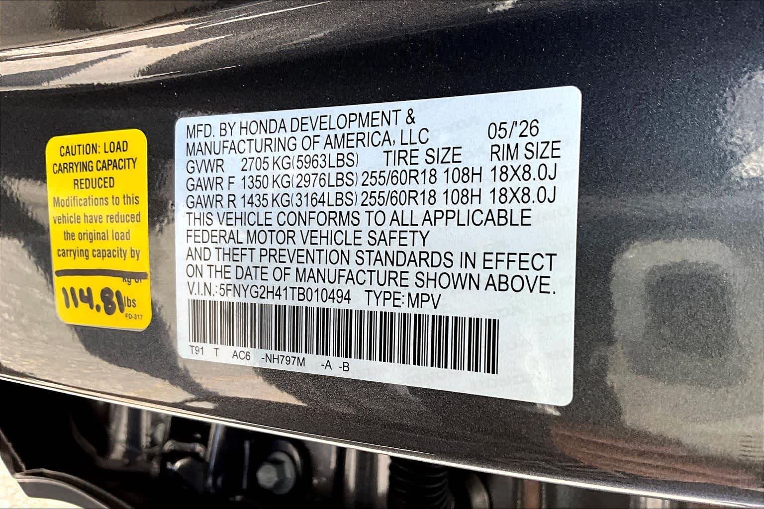 New 2026 Modern Steel Metallic Honda EX-L image 14
