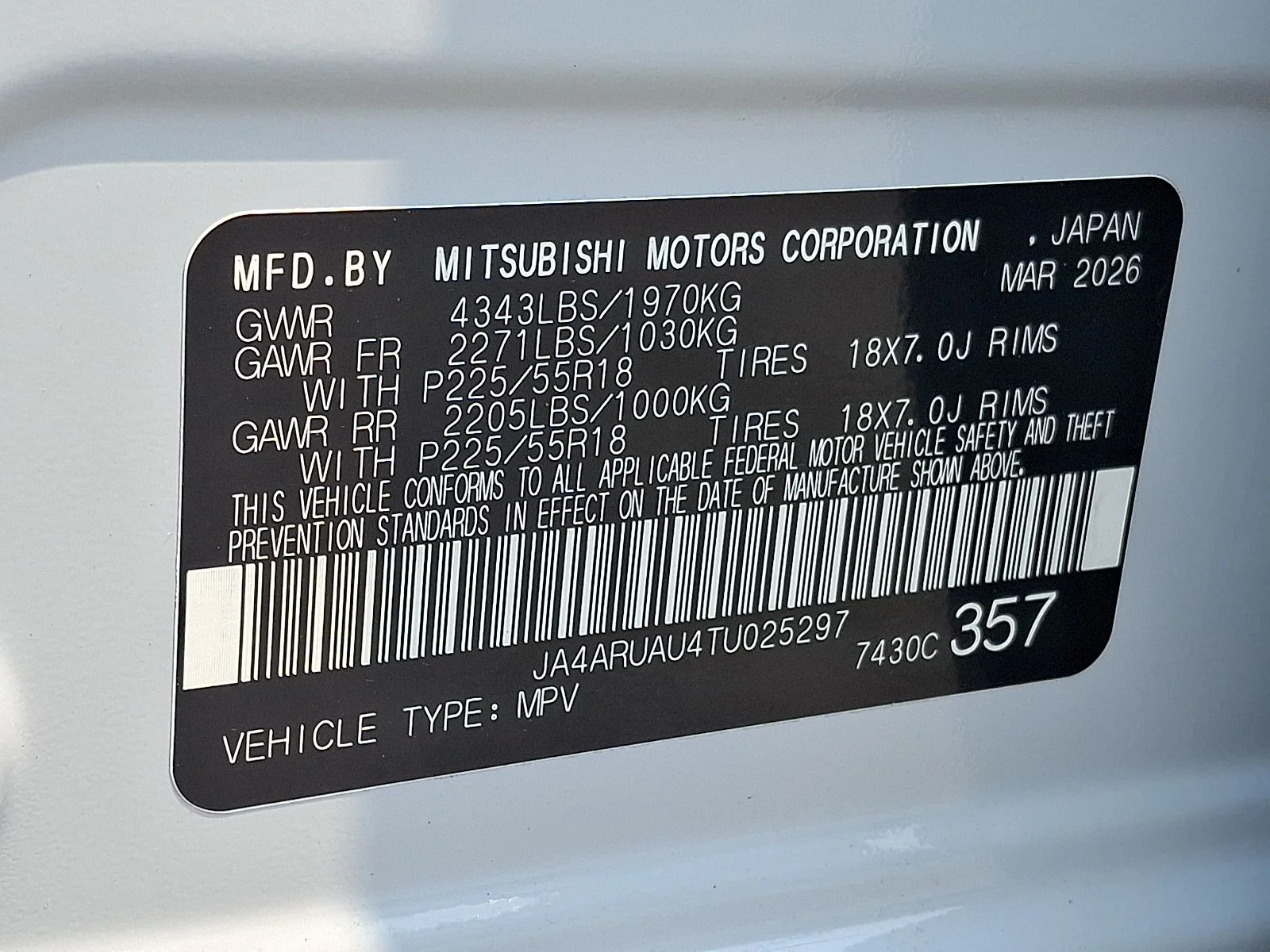 New 2026 White Mitsubishi 2.0 LE image 19