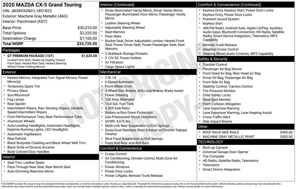 Certified Used 2020 Gray Mazda Grand Touring image 5