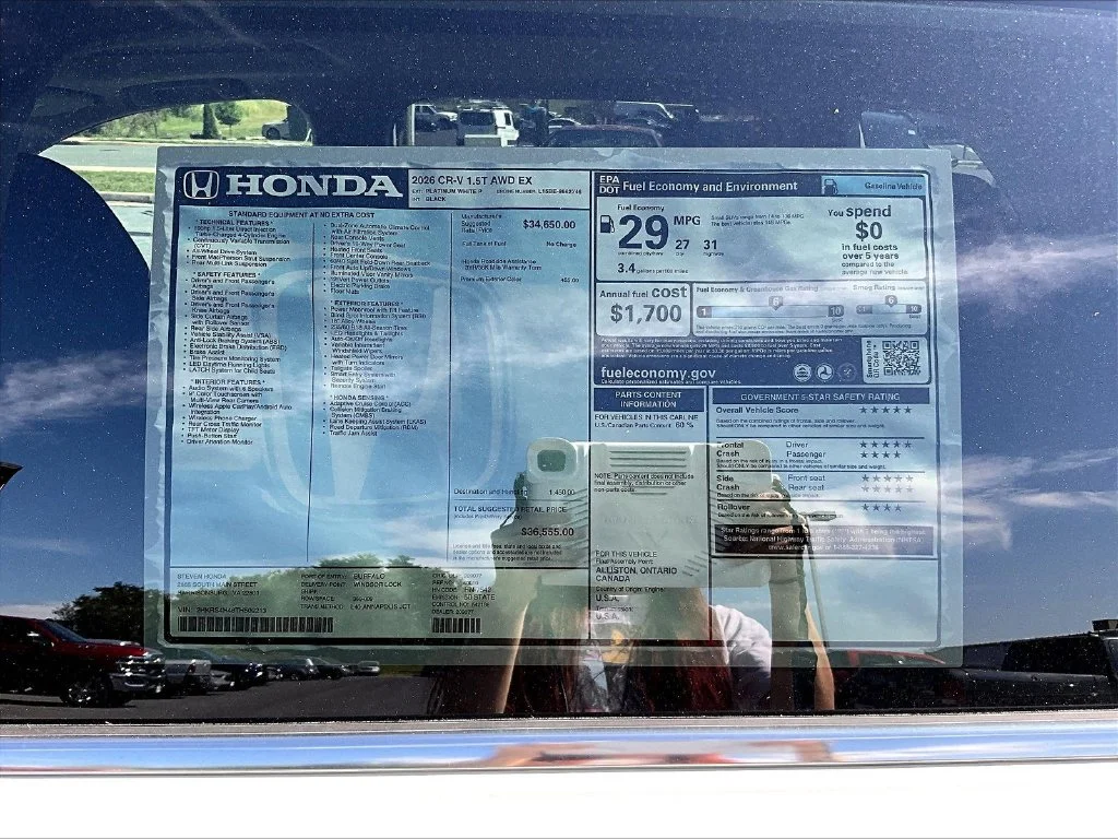 New 2026 Platinum White Pearl Honda AWD EX image 30