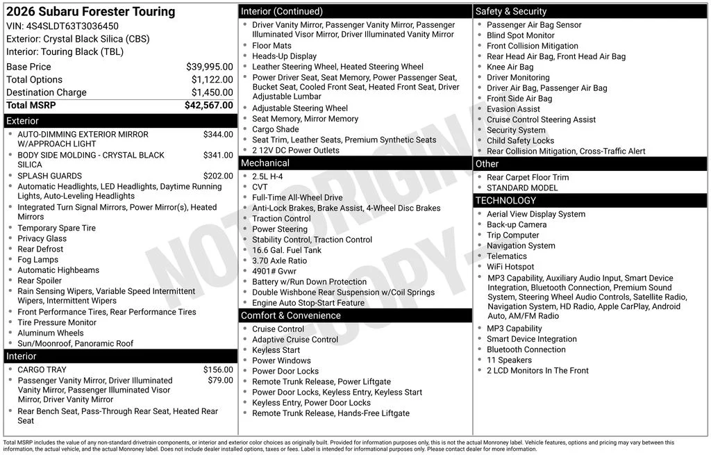 Certified Used 2026 Black Subaru Touring image 8