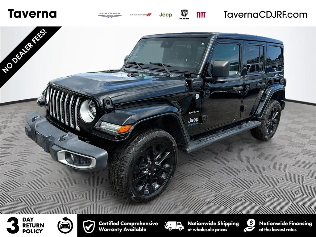 Used 2021 Black Jeep Unlimited Sahara 4xe image 1