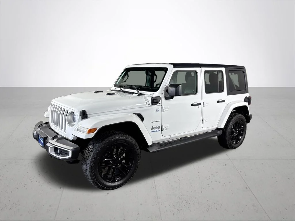 Used 2021 White Jeep Unlimited Sahara 4xe image 2