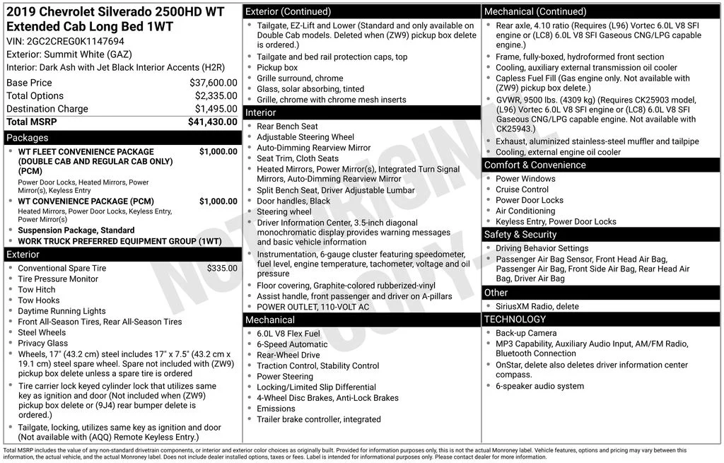 Used 2019 White Chevrolet Work Truck image 7