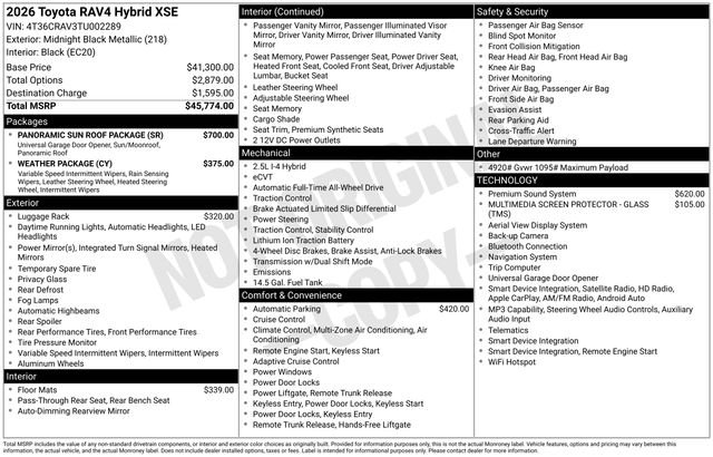 New 2026 Midnight Black Metallic Toyota  XSE image 32
