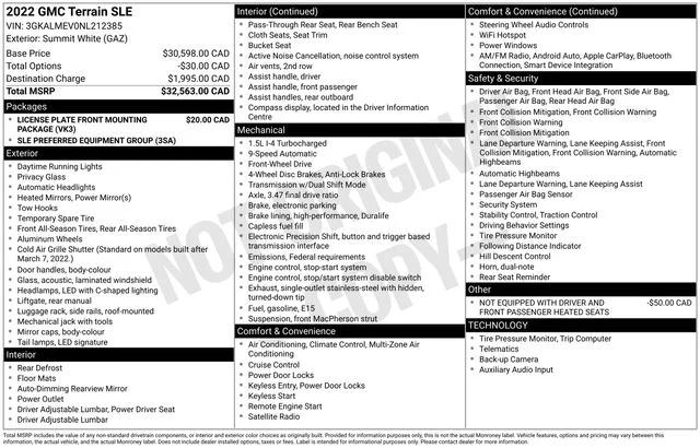 Used 2022 White GMC SLE image 17