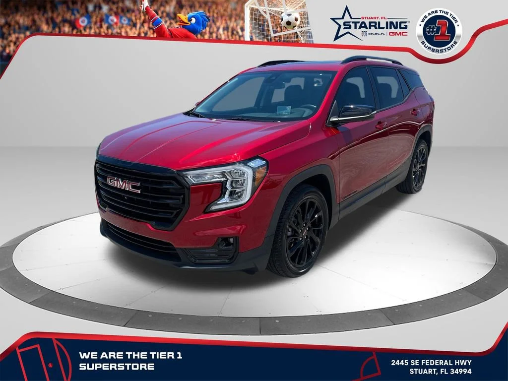 Used 2024 Volcanic Red Tintcoat GMC SLT image 1