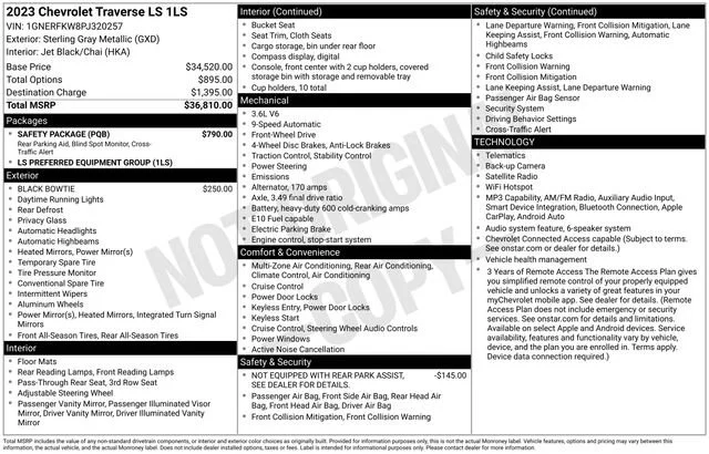 Used 2023 STERLING GRAY METALLIC Chevrolet LS image 31