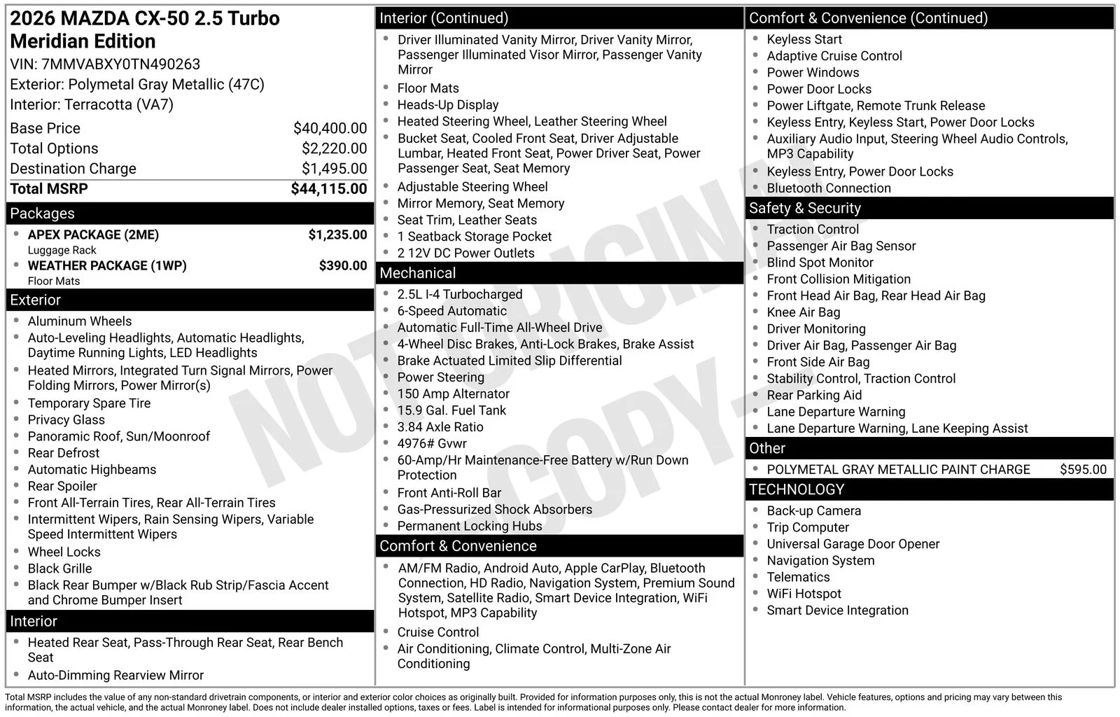 New 2026 Polymetal Gray Metallic Mazda 2.5 Turbo Meridian Edition image 4