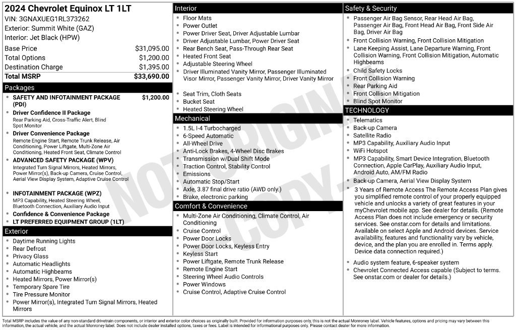Used 2024 White Chevrolet LT image 2