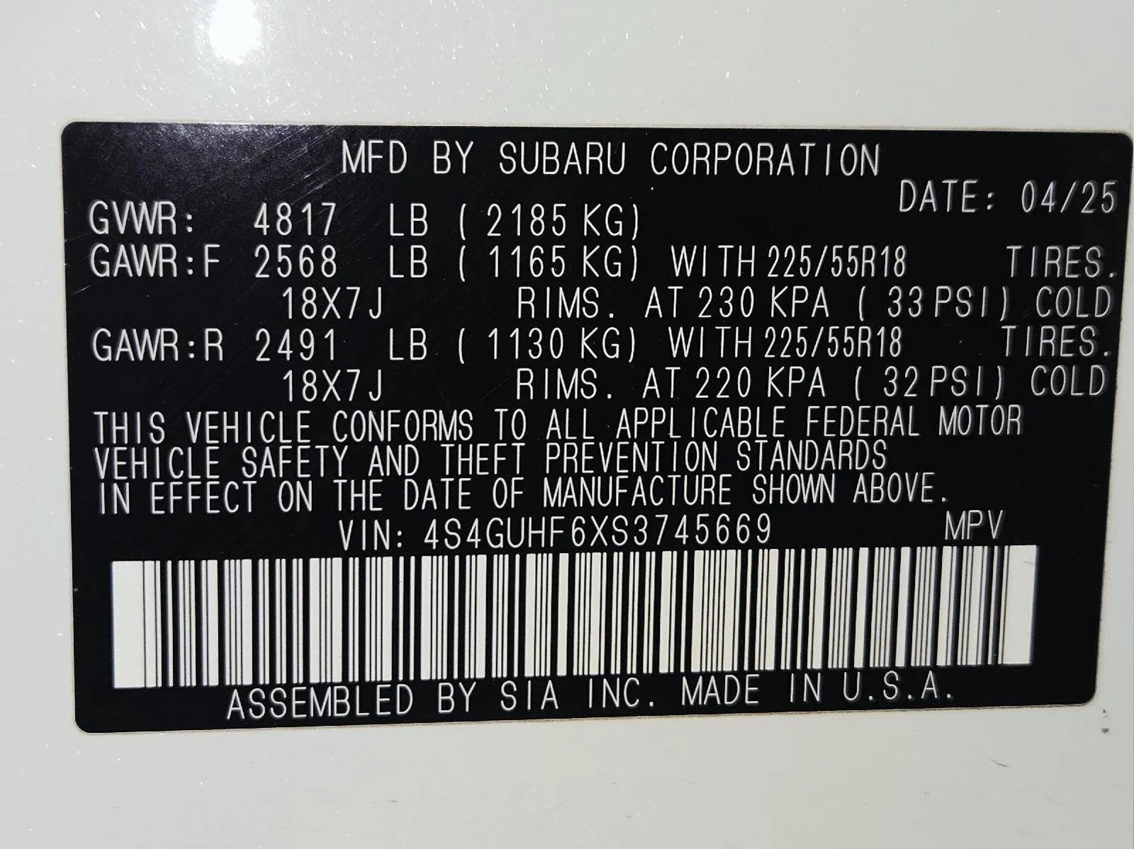 Used 2025 Crystal White Pearl Subaru Sport image 74