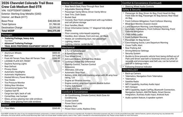 New 2026 Sterling Gray Metallic Chevrolet Trail Boss image 31
