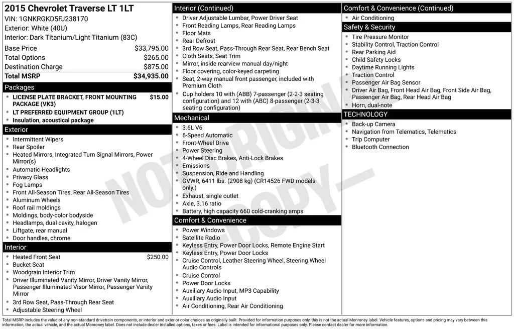 Used 2015 White Chevrolet LT image 3