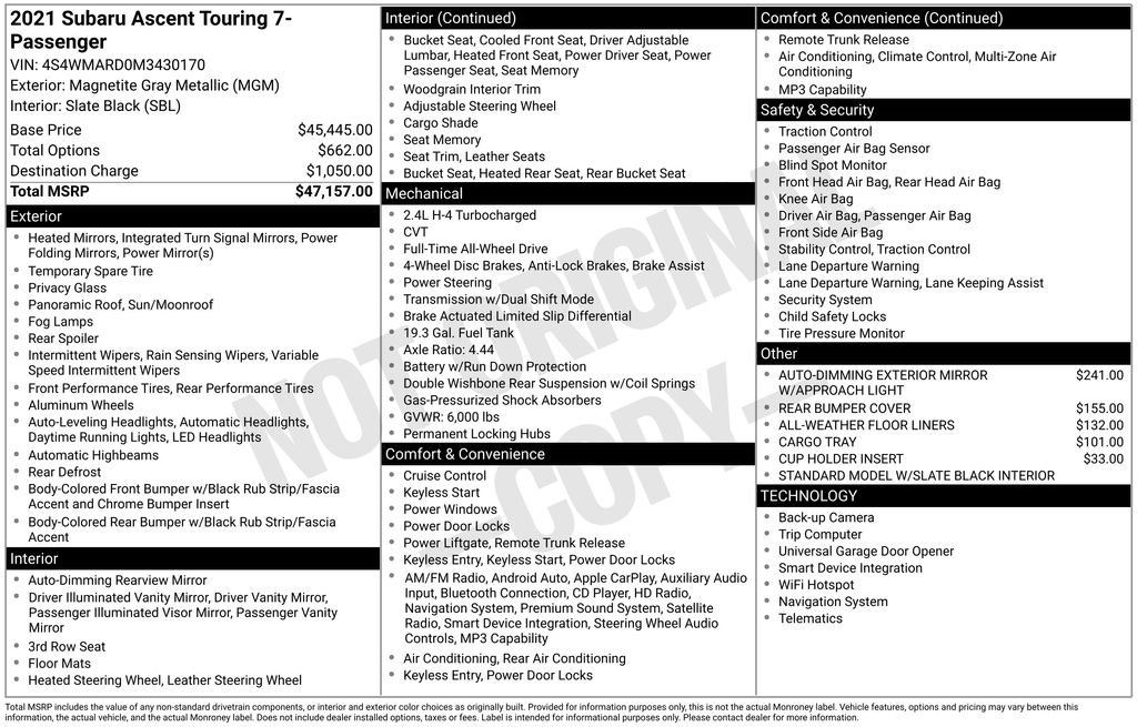 Used 2021 Gray Subaru Touring image 7