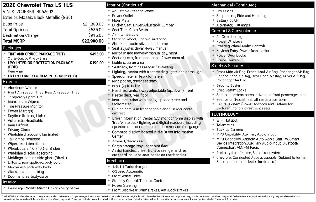 Used 2020 Black Chevrolet LS image 10