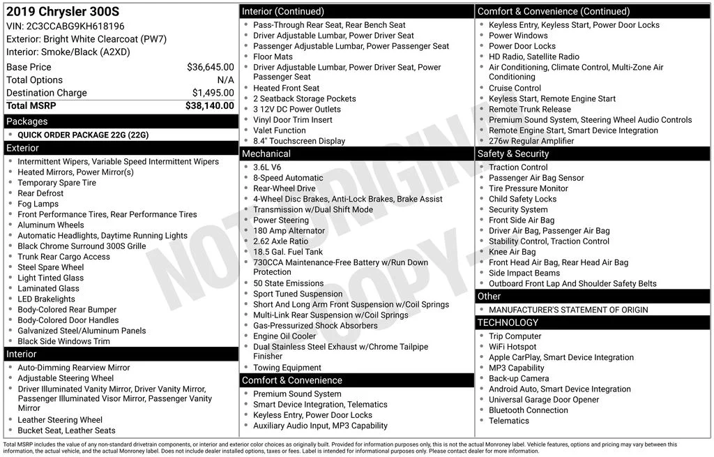 Used 2019 White Chrysler S image 6
