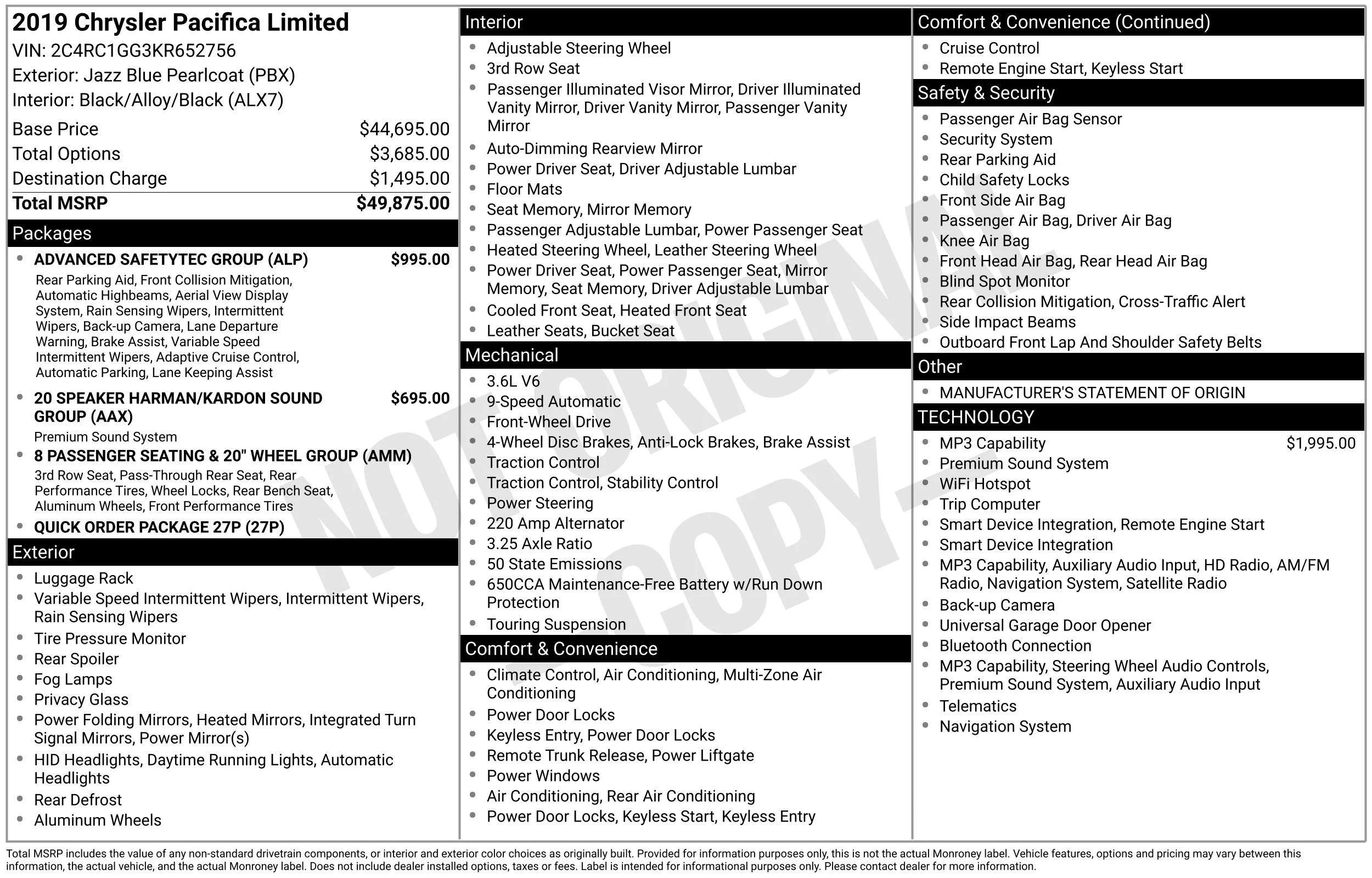Used 2019 Blue Chrysler Limited image 3