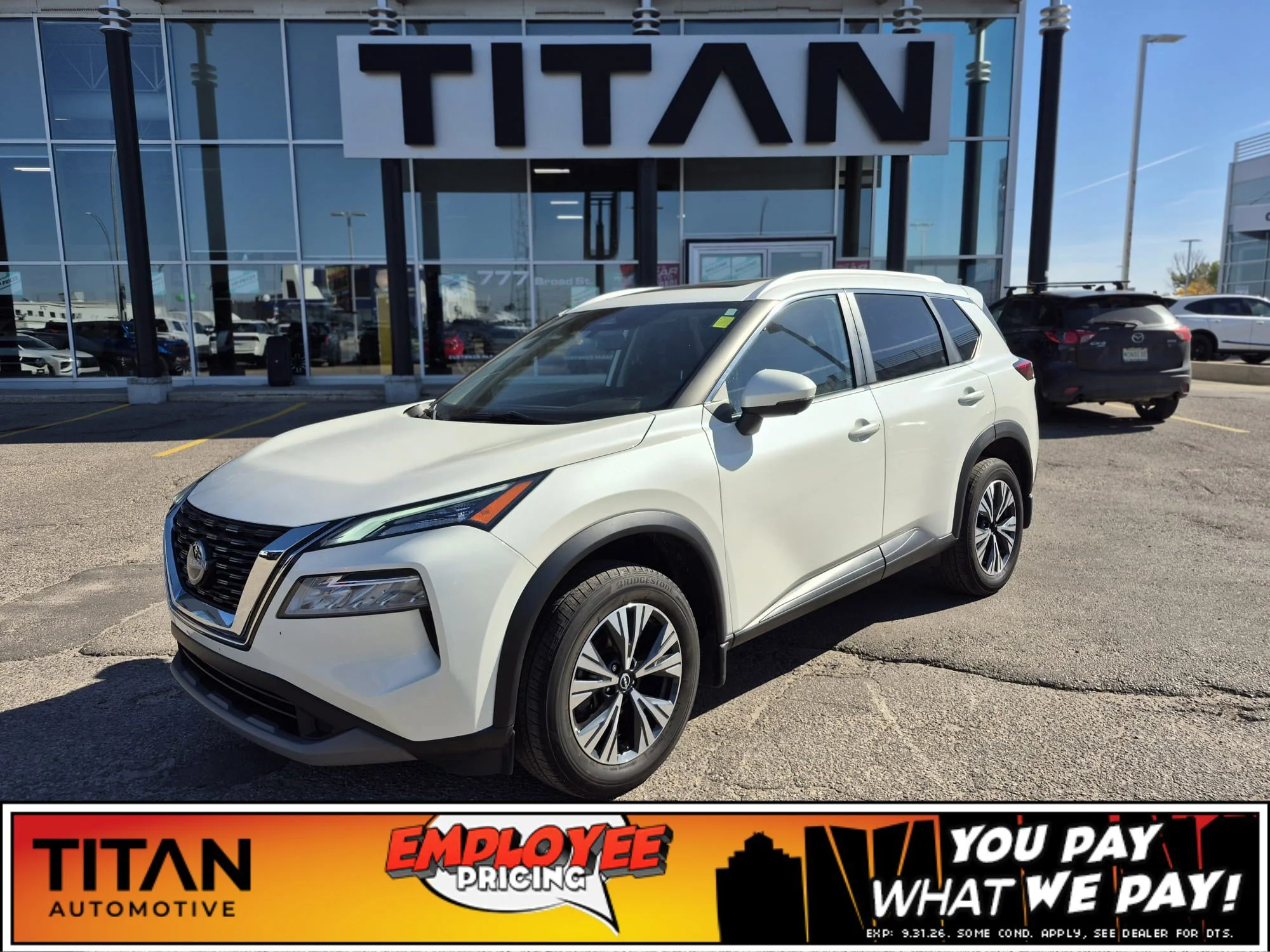 Certified Used 2023 Pearl White Metallic Nissan SV AWD*Htd Seats | Pano Roof | Htd Wheel | Adaptive Cruise | Remote Start | CarPlay | Park Assist image 1