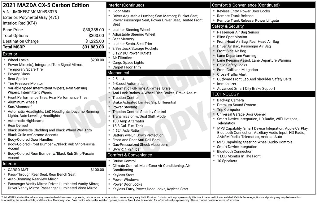 Used 2021 Polymetal Gray Metallic Mazda Carbon Edition image 9