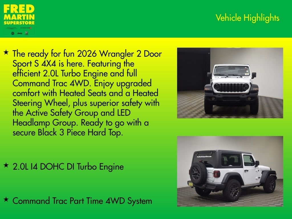 New 2026 Bright White Clear-Coat Exterior Paint Jeep Sport S image 8