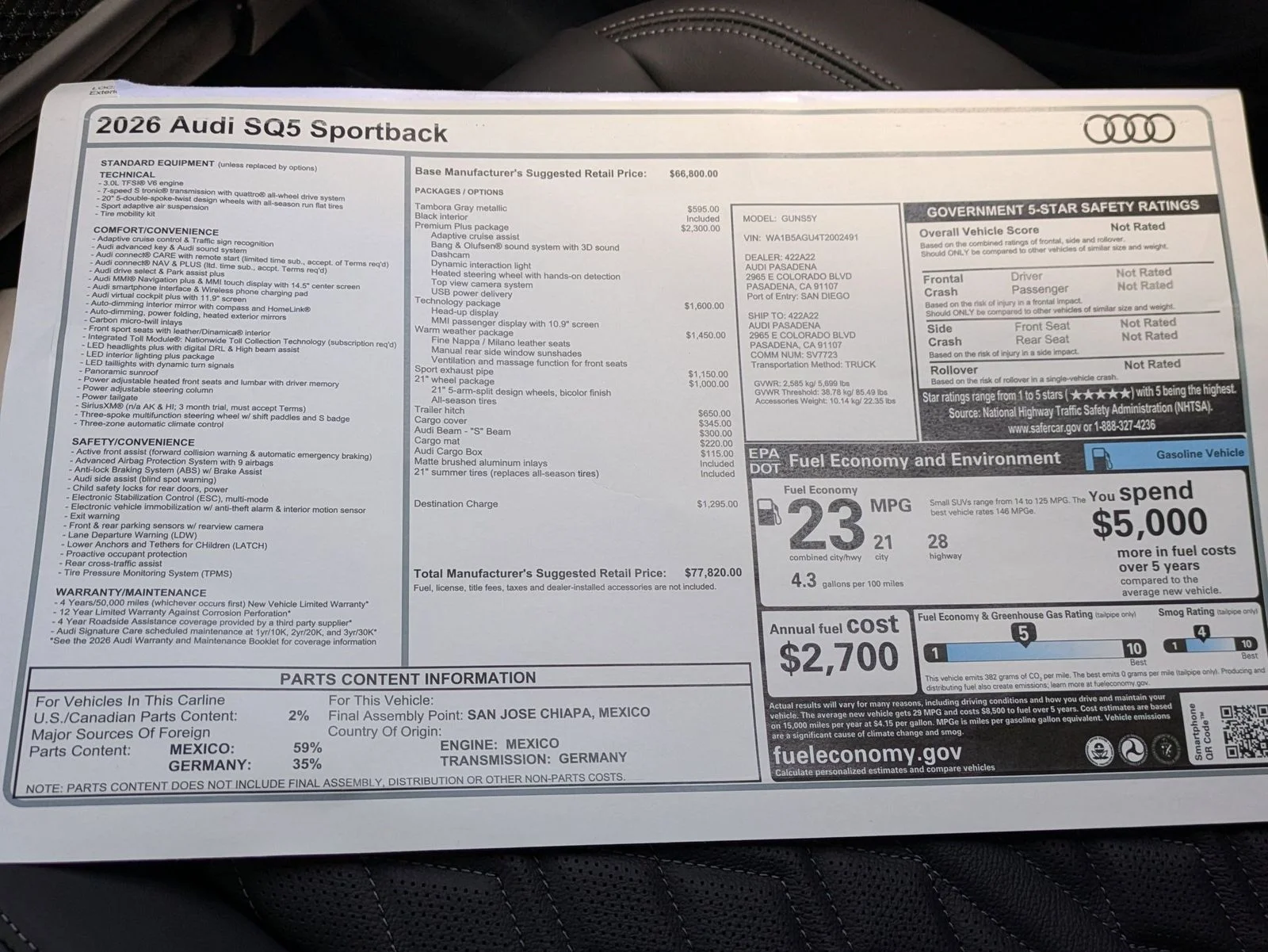 New 2026 Gray Audi Premium Plus image 18