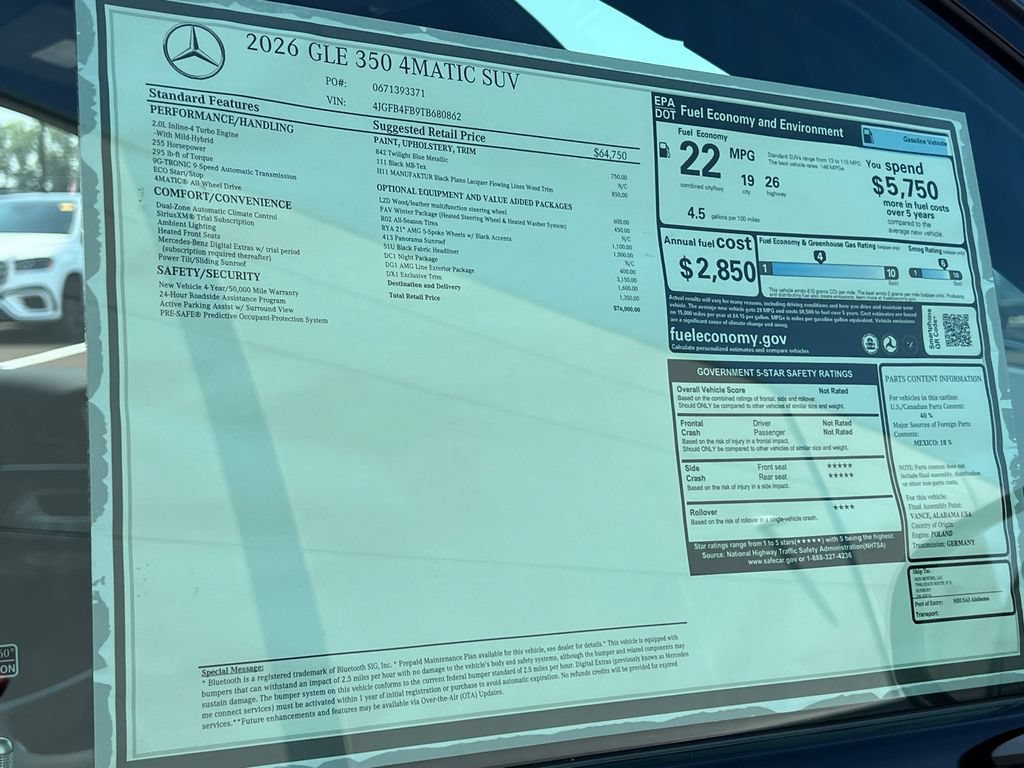 New 2026 Twilight Blue Metallic Mercedes-Benz GLE 350 image 76